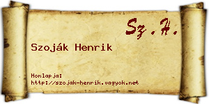 Szoják Henrik névjegykártya